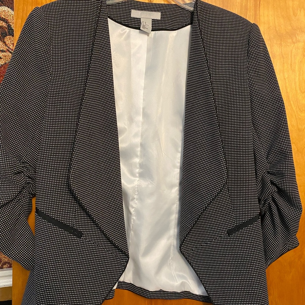 H&M White and Grey Fashion Blazer Size US 10